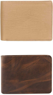 VIAZ VENTURES Men Casual, Formal, Trendy, Evening/Party, Travel Beige, Brown, Brown Artificial Leather Wallet(5 Card Slots, Pack of 2)