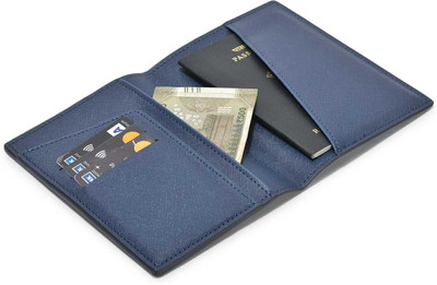 LOOPA Men Blue Artificial Leather Card Holder(3 Card Slots)