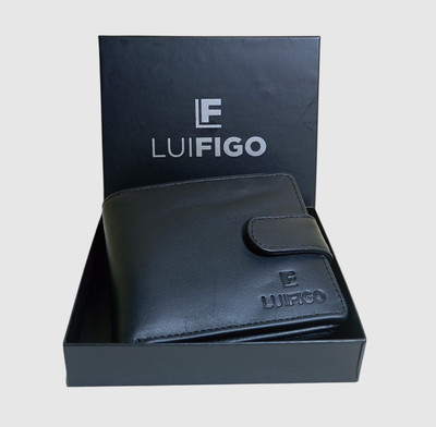 LUIFIGO Men & Women Casual Black Genuine Leather Wallet(4 Card Slots)