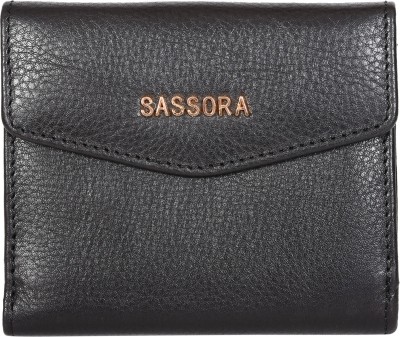 Sassora Women Casual, Ethnic, Travel, Trendy, Formal, Evening/Party Black Genuine Leather Wallet(4 Card Slots)