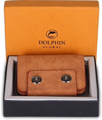 DOLPHIN GLOBAL Men Formal Tan Genuine Leather Wallet(6 Card Slots)
