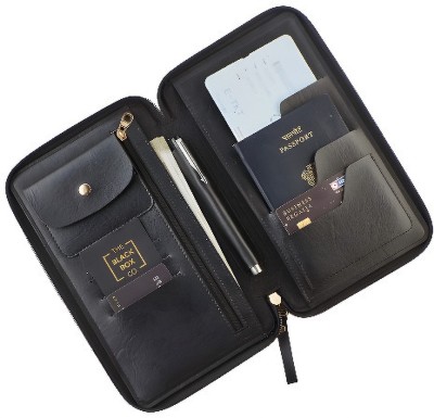 Naksha Men & Women Travel Black Genuine Leather Document Holder(4 Card Slots)