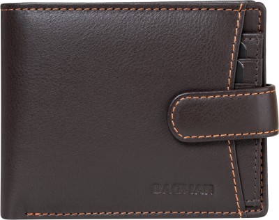 BAGMAN Men Casual Brown Genuine Leather Wallet(5 Card Slots)