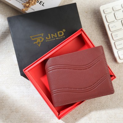 JND Men Casual Tan Genuine Leather Wallet(8 Card Slots)