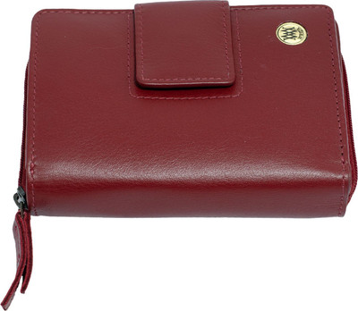 WRIZA Women Red Genuine Leather Wallet(9 Card Slots)