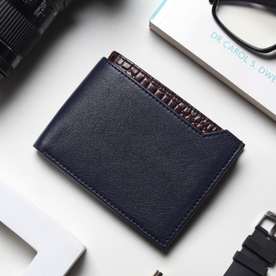 SunShopping Men Casual Blue Artificial Leather, Fabric Wallet(7 Card Slots)