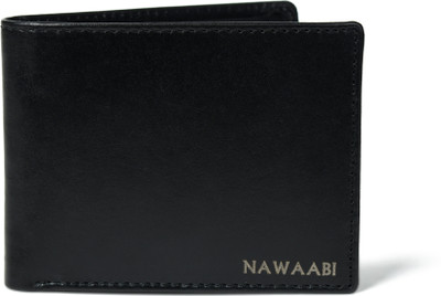 NAWAABI Men Formal Black Genuine Leather Wallet(6 Card Slots)