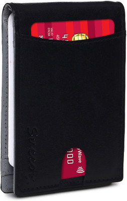 succor Men Casual Black, Grey Genuine Leather Money Clip(5 Card Slots)