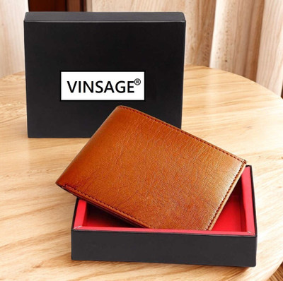 Vinsage Men Tan Artificial Leather Wallet(10 Card Slots)