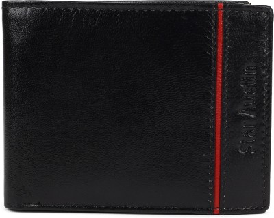 LORENZ Men Casual Black Genuine Leather Wallet(13 Card Slots)