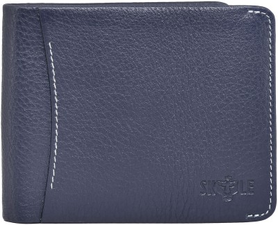 Skyle Men Formal Blue Genuine Leather Wallet(5 Card Slots)