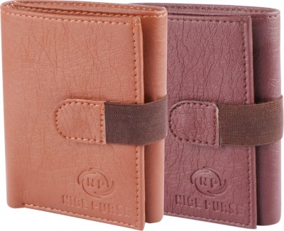 Nice Purse Men & Women Casual, Formal Tan, Brown Artificial Leather Wallet(5 Card Slots, Pack of 2)