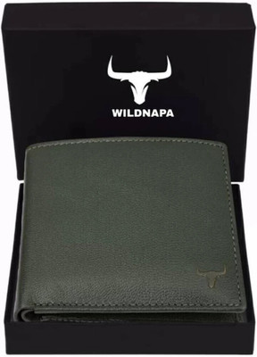 WILD NAPA Men Green Genuine Leather Wallet(8 Card Slots)