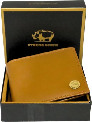 Strong Horns Men Formal, Casual Tan Genuine Leather Wallet(8 Card Slots)