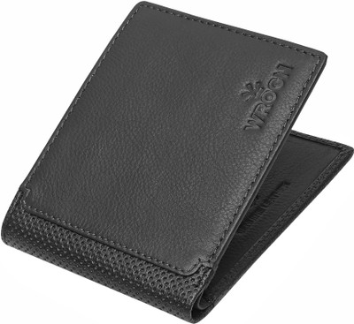 WROGN Men Casual Black Genuine Leather Wallet(8 Card Slots)