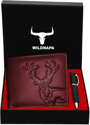 WILD NAPA Men Maroon Genuine Leather Wallet(6 Card Slots, Pack of 2)
