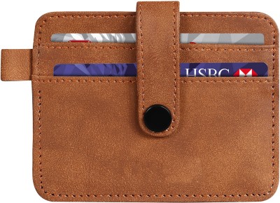 shreeji enterprises Men & Women Casual Tan Artificial Leather Card Holder(4 Card Slots)