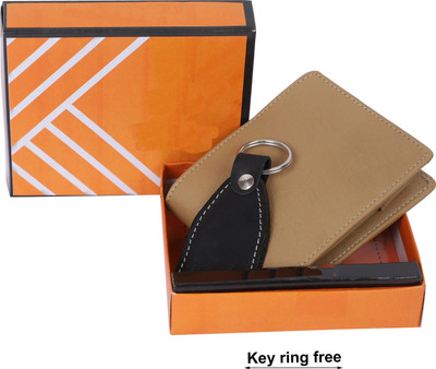 ROCKZONE Men Formal Beige Artificial Leather Wallet(10 Card Slots)