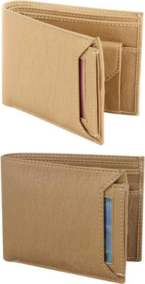 FF TRADERS Men Formal, Ethnic, Casual, Travel, Trendy Beige, Beige Artificial Leather Wallet(5 Card Slots, Pack of 2)