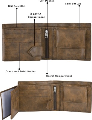 LOREM Men Casual, Evening/Party, Formal Brown Artificial Leather Wallet(11 Card Slots)