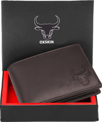 oxskin Men Formal Brown Genuine Leather Wallet(8 Card Slots)