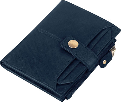 cotnic Men & Women Blue Genuine Leather Wallet(7 Card Slots)