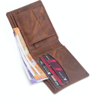 TAQWA Men Trendy Brown Genuine Leather, Artificial Leather Wallet(10 Card Slots)