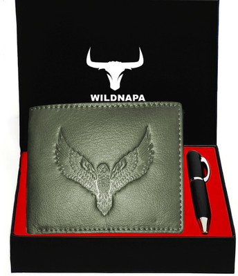 WILD NAPA Men Green Genuine Leather Wallet(6 Card Slots, Pack of 2)