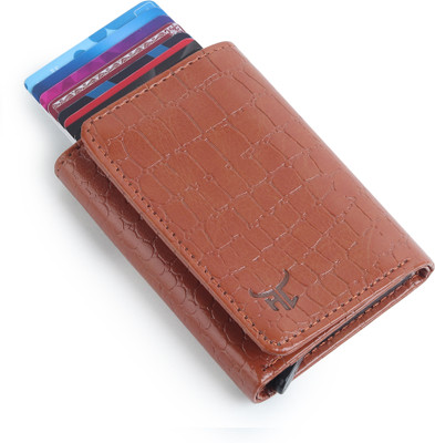 Highlark Men & Women Casual, Formal, Travel, Trendy, Evening/Party Tan Artificial Leather, Aluminium Card Holder(11 Card Slots)