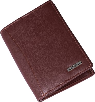 BAGMAN Men Casual Maroon Genuine Leather Wallet(9 Card Slots)