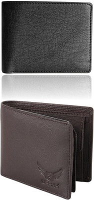 VIAZ VENTURES Men Casual, Formal, Trendy, Evening/Party, Travel Black, Brown Artificial Leather Wallet(5 Card Slots, Pack of 2)
