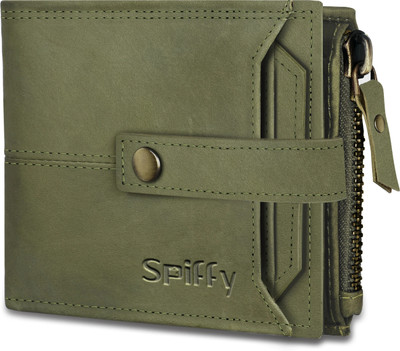 SPIFFY Men Trendy Green Genuine Leather Wallet(12 Card Slots)