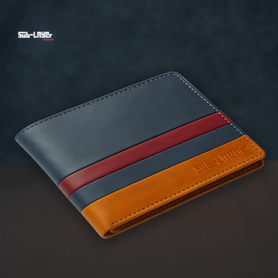 SUBLAYER Men & Women Casual Blue, Tan Genuine Leather Wallet(10 Card Slots)