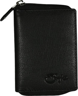 Kan Men & Women Travel Black Genuine Leather Document Holder(9 Card Slots)