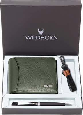 WILDHORN Men Casual Green Genuine Leather Wallet(11 Card Slots)