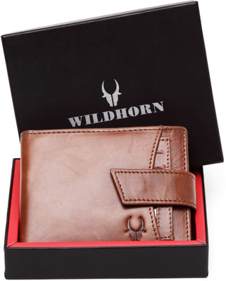 WILDHORN Men Casual Tan Genuine Leather Wallet(8 Card Slots)