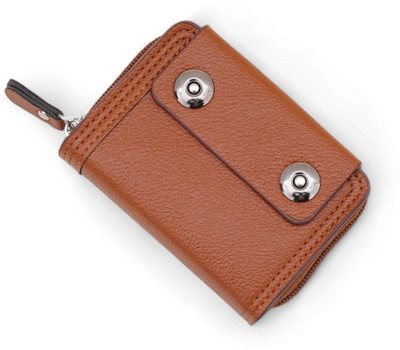 zaphod Men Tan Artificial Leather Card Holder(5 Card Slots)