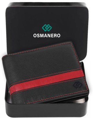 OSMANERO Men Casual Black, Red Genuine Leather Wallet(4 Card Slots)