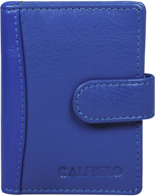 Calfnero Men Blue Genuine Leather Card Holder(18 Card Slots)