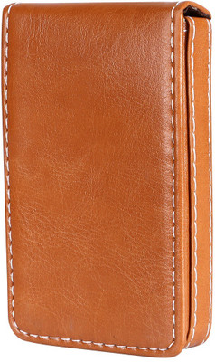 KAVRIXA Men & Women Casual Tan Artificial Leather Card Holder(12 Card Slots)