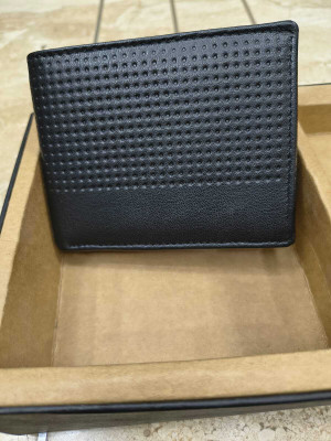 LEATHERSCRAFTS Men Casual Black Genuine Leather Money Clip(8 Card Slots)