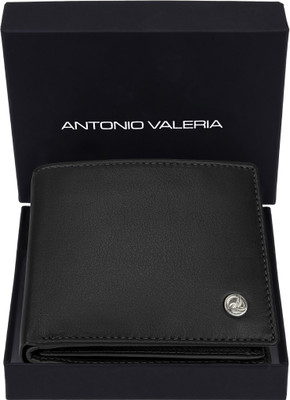 Antonio Valeria Men Casual Black Genuine Leather Wallet(4 Card Slots)