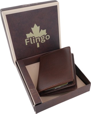 Flingo Men Casual, Formal Tan Genuine Leather Wallet(9 Card Slots)