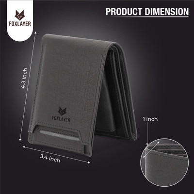 Foxlayer Men Casual, Ethnic, Evening/Party, Trendy, Formal Black Artificial Leather Wallet(8 Card Slots)