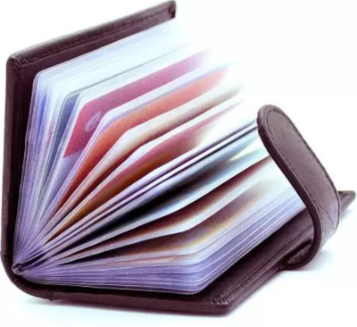 ARFA Men & Women Trendy, Travel, Formal, Evening/Party, Casual Brown Genuine Leather Card Holder(24 Card Slots)