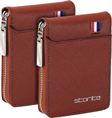 STORITE Men & Women Casual, Formal, Travel, Trendy Brown Artificial Leather Card Holder(9 Card Slots, Pack of 2)