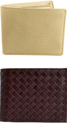 VIAZ VENTURES Men Casual, Formal, Trendy, Evening/Party, Travel Beige, Brown Artificial Leather Wallet(5 Card Slots, Pack of 2)