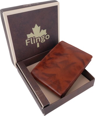 Flingo Men Casual, Formal Tan Genuine Leather Wallet(10 Card Slots)