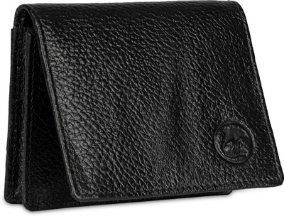 DOLPHIN GLOBAL Men & Women Travel Black Genuine Leather Card Holder(6 Card Slots)
