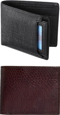 FF TRADERS Men Formal, Ethnic, Casual, Travel, Trendy Black, Brown Artificial Leather Wallet(5 Card Slots, Pack of 2)